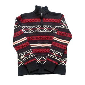 Chaps Quarter Zip Up Aztec Sweater